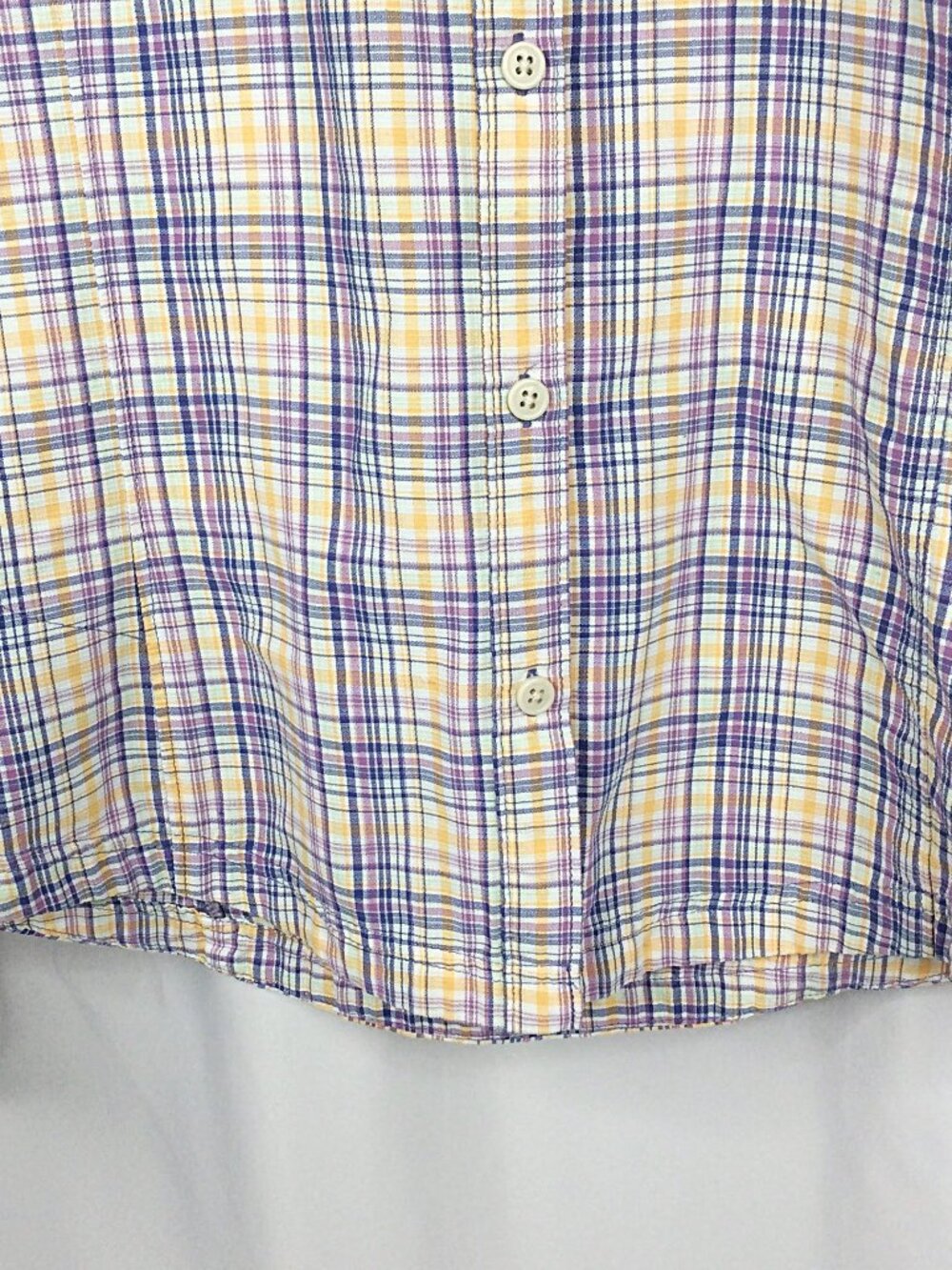 Columbia Omni-Shade Plaid Top Women's Size XS Purple Vented Roll Tab Sleeve - Picture 4 of 9